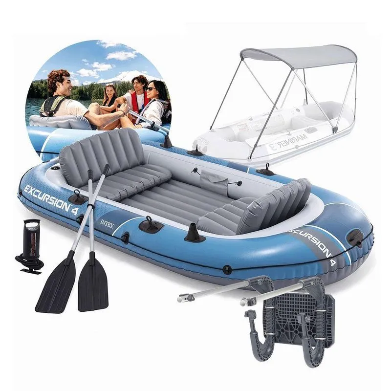 Barco Bote Inflável Excursion 4 66324 Passeio Pesca Lazer Até 500kg 4 Pessoas Intex