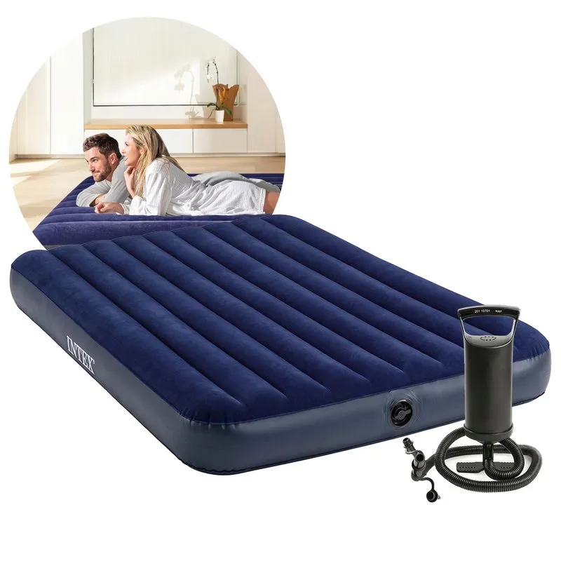 Colchão Inflável Casal Queen Durabeam Standard Classic Bomba Manual Intex