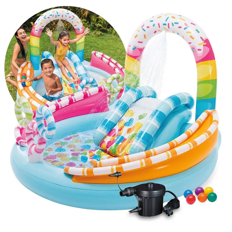Piscina Playground 165l Inflável Candy Fun Infantil Bomba Elétrica Intex