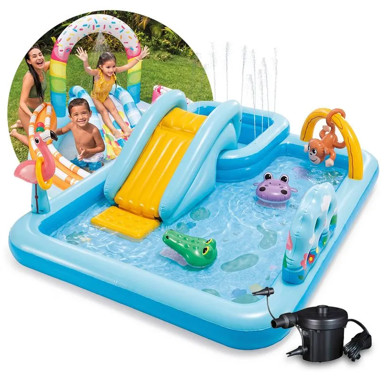 Piscina Inflável Playground Aventura Na Floresta 493l Bomba Elétrica Intex