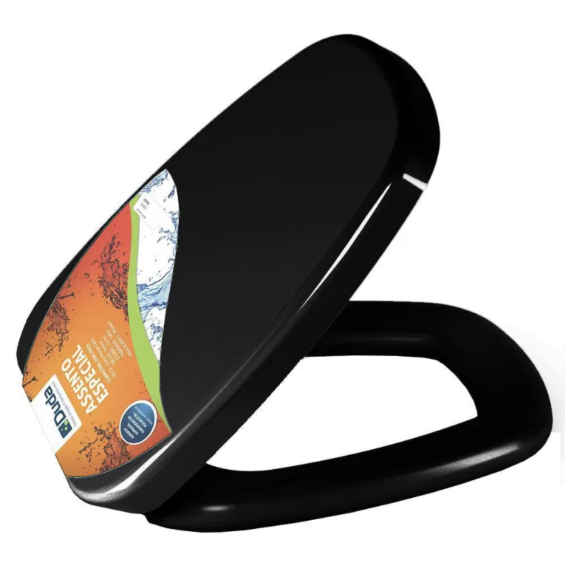 Assento Almofadado Venice Preto Tampa Para Vaso Belize