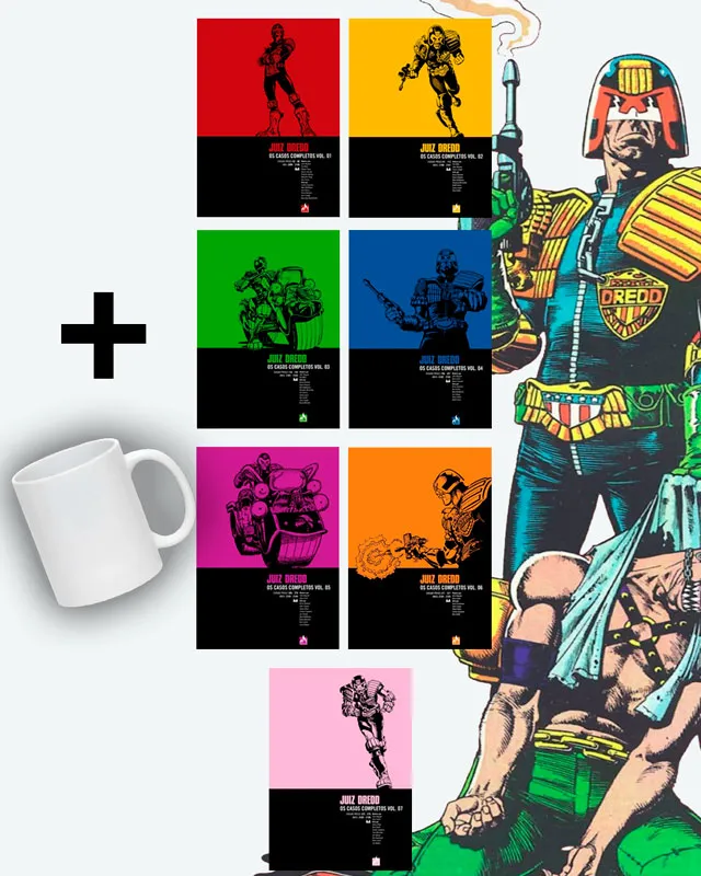 PRÉ-VENDA KIT JUIZ DREDD OMNIBUS CASOS COMPLETOS 1- 7 + CANECA (MAIO/2026)