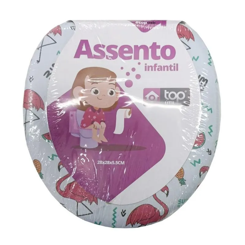Assento Infantil Decorado Flamingo Redutor Vaso Oval Branco