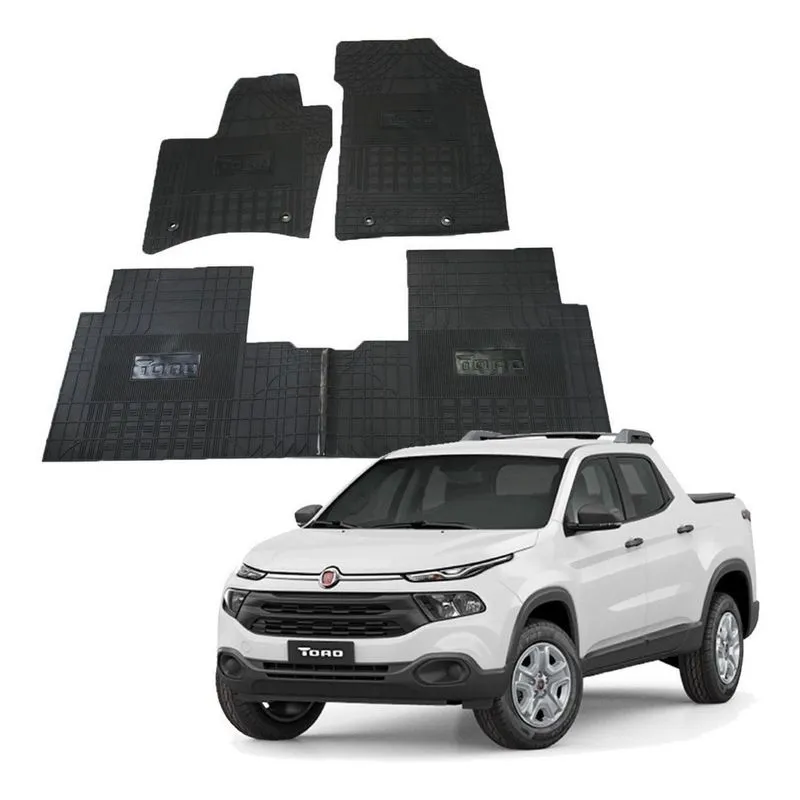 Jogo Tapete Interno Reforçado Fiat Toro 2016 Em Diante Preto