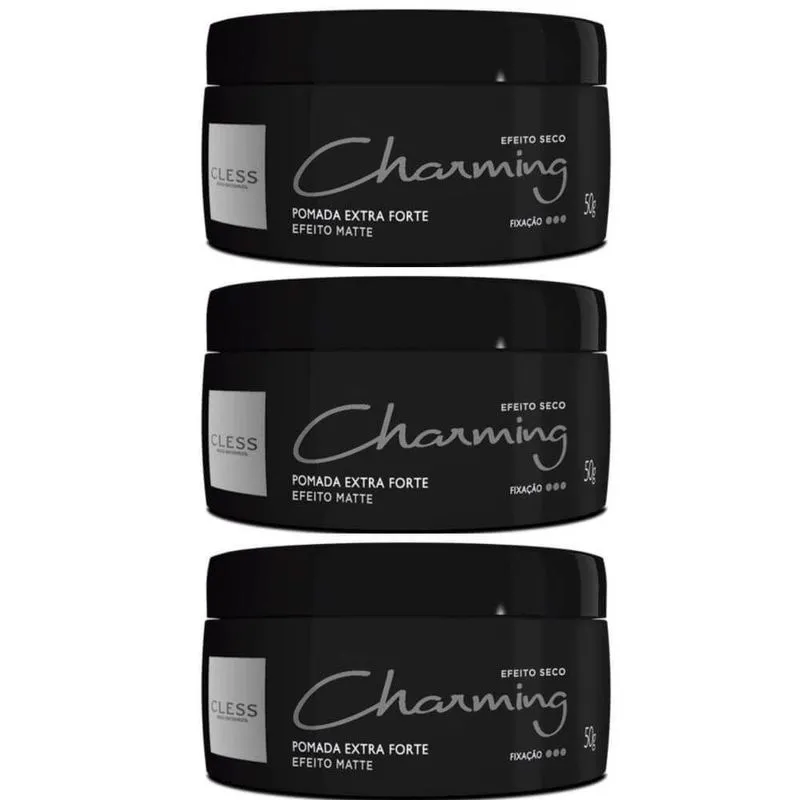 Charming Pomada Modeladora Extra Forte Efeito Matte 50g (Kit C/03)