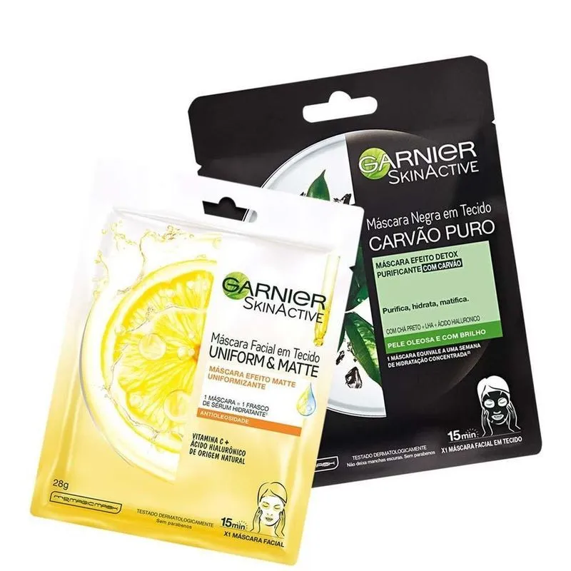 Kit 2 Máscara Facial Em Tecido Garnier Skinactive
