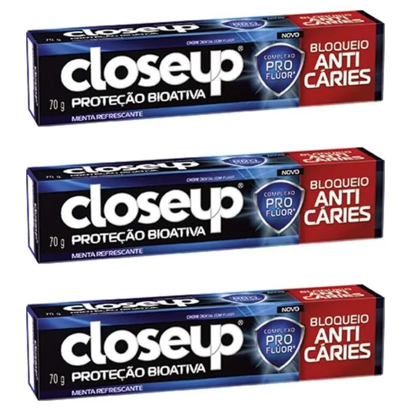 Close Up Protecao Bio Ativa Creme Dental Bloqueio Anticaries 70g (kit C-03)