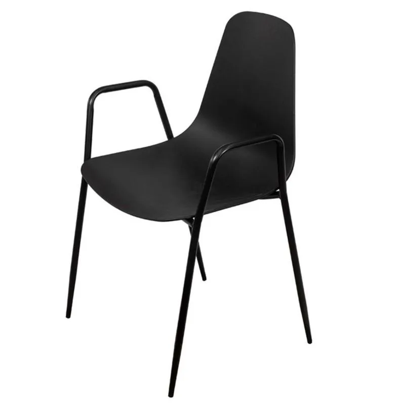 Cadeira com braço Abi Polipropileno Preto Base Metal