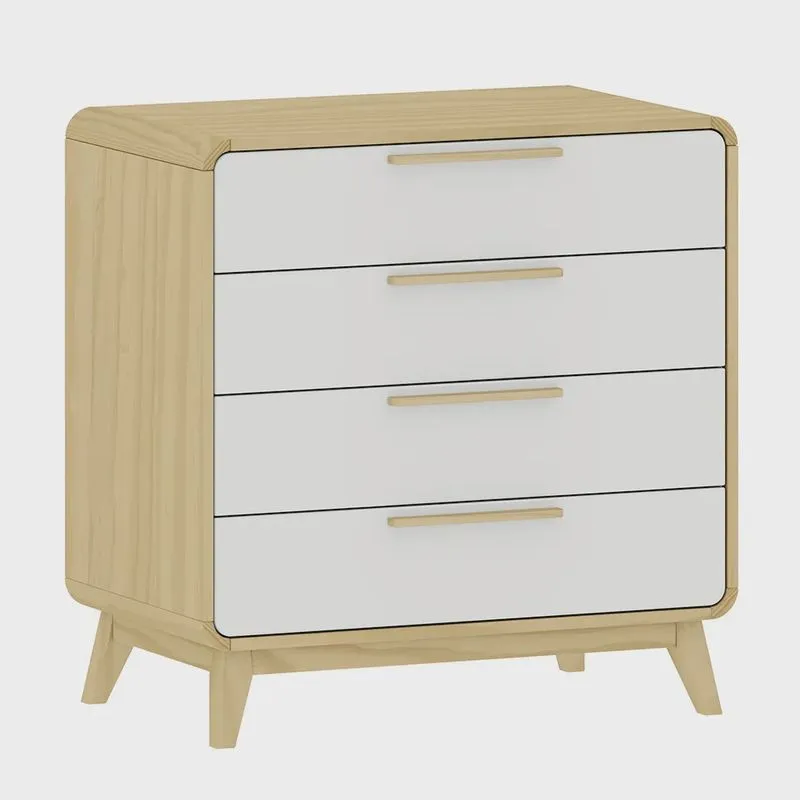 Cômoda Evolutiva 4 Gavetas - Branco com Carvalho