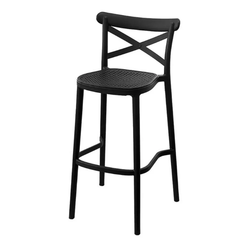 Banqueta Alta Plats Katrina Or Design 103 Cm (alt) Polipropileno Preto Assento Simulando Palha Preto