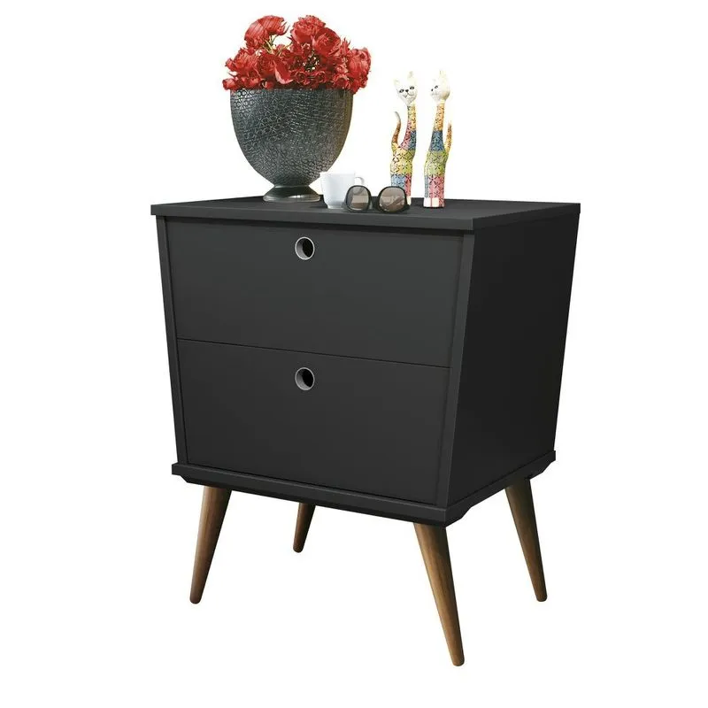 Mesa de Cabeceira Dream 2 Gavetas Preto Edn