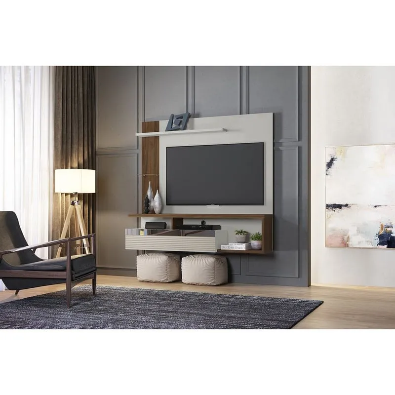 Painel Home Tijuca Linea Brasil Para TV de Até 60'' Off White / Nogueira
