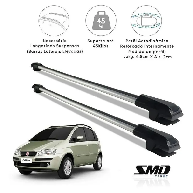 Rack Travessa De Teto Prata Aluminio Fiat Idea 2004 A 2016 Prata Especifico