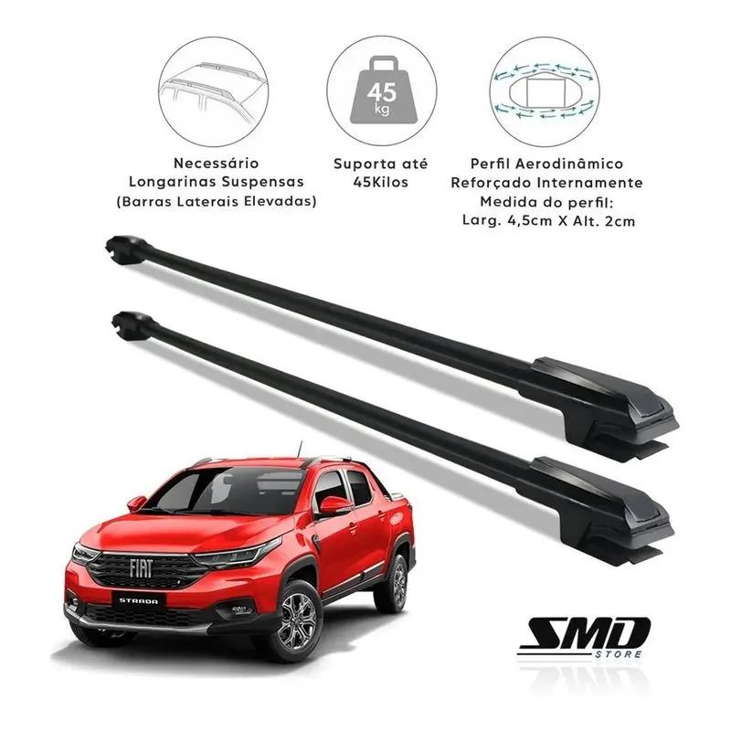 Rack Travessa Teto Preto Fiat Strada Nova Volcano 21 Diante Preto Especifico