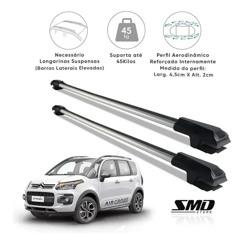 Rack Travessa Teto Citroen Aircross 2010 Em Diante Prata