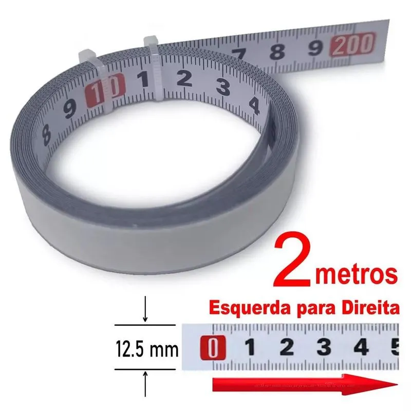 Fita Métrica Autoadesiva Régua De Bancada De Trabalho 2m Branco 200 Cm