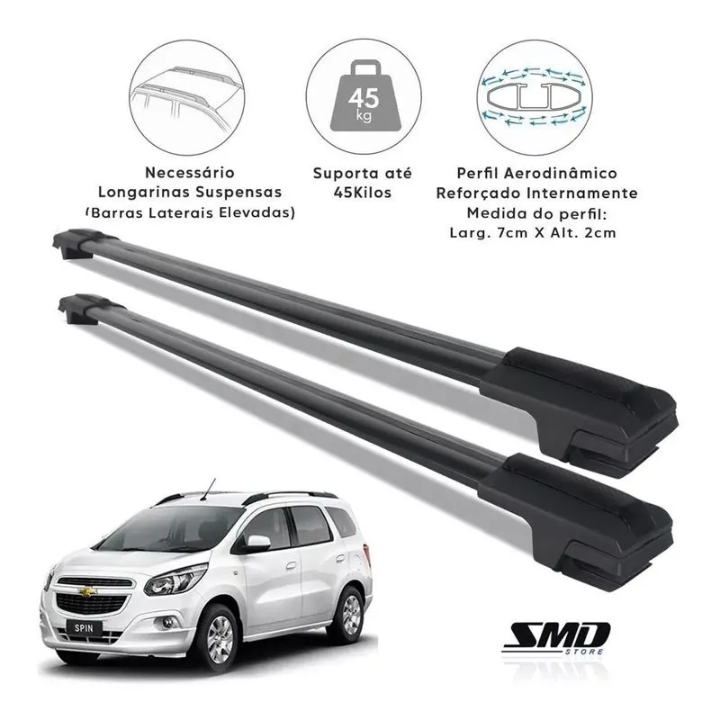 Travessa Teto Larga Aluminio Preto Gm Spin 2012 A 2023 Preto