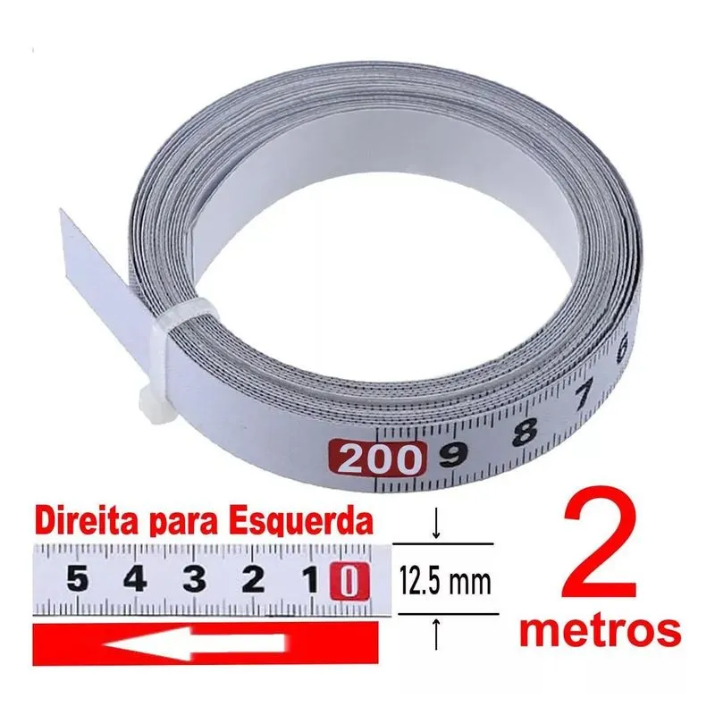 Fita Métrica Régua Bancada Trabalho 2m Direira Para Esquerda Branco 200 Cm