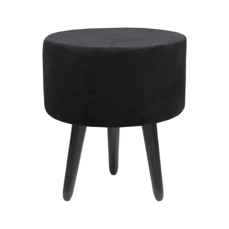 Puff Redondo Decorativo Retrô Preto Incasa Móveis