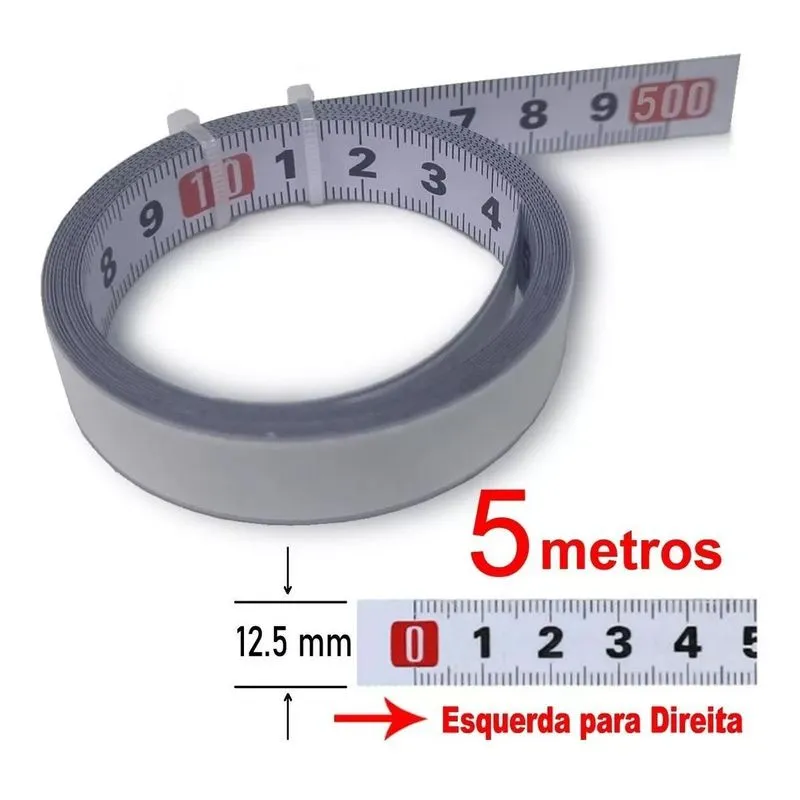 Fita Métrica Autoadesiva Régua Bancada Trabalho 5m Esq P Dir