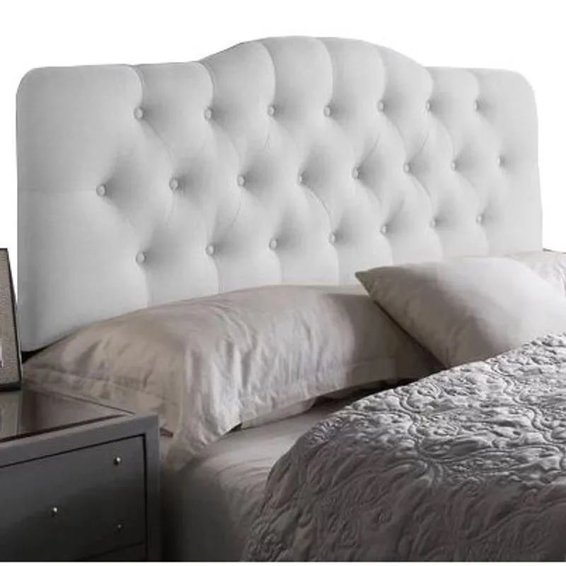 Cabeceira Painel Casal Curvo Estofada Capitone 1,40m Corino Branco