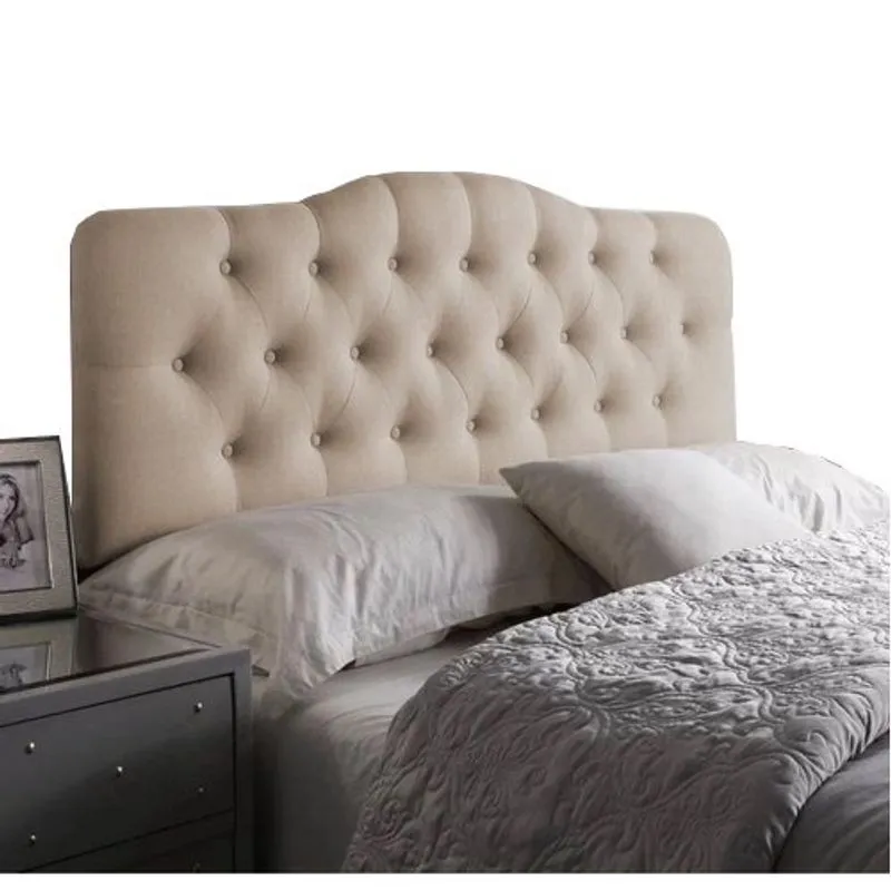 Cabeceira Painel Casal Curvo Estofada Capitone 1,40 Suede Bege