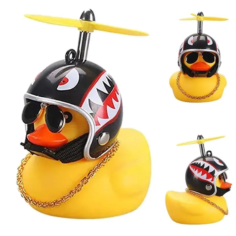 Patinho Pato Capacete Hélice Óculos Buzina Bike Carro Moto