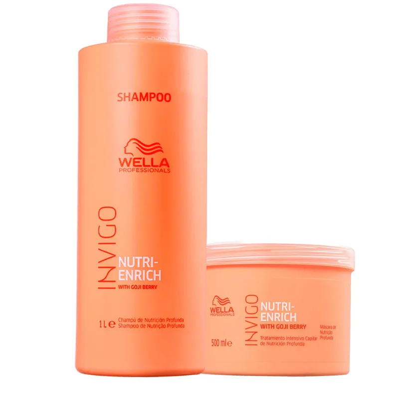 Kit Wella Enrich Invigo - Shampoo 1000ml + Máscara de Tratamento 500ml