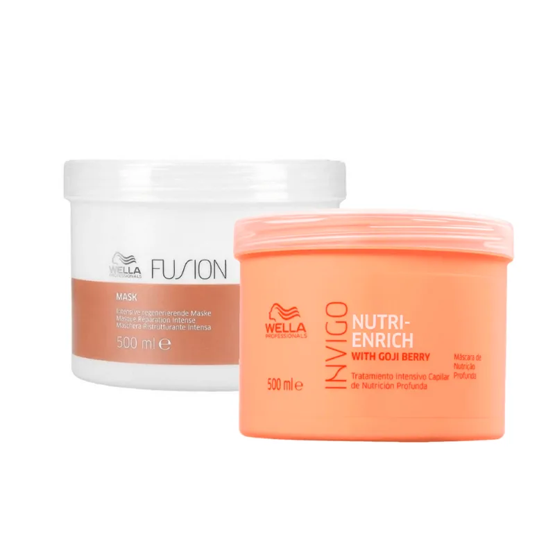 Kit Wella Fusion Mask + Invigo Nutri-enrich Mask - Máscara Capilar 500ml