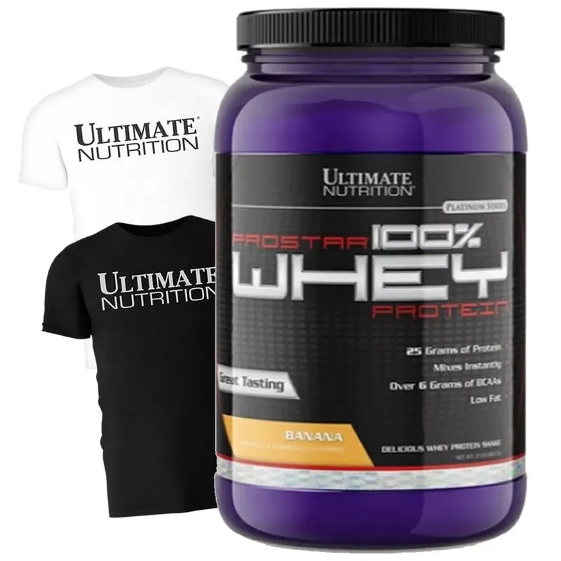 Prostar 100% whey protein 900G + camiseta preta gg (banana)