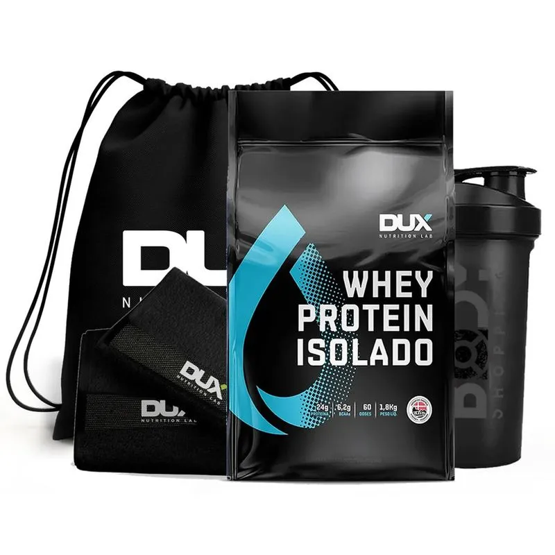 Whey protein isolado 1.8KG + kit academia preto (coco)