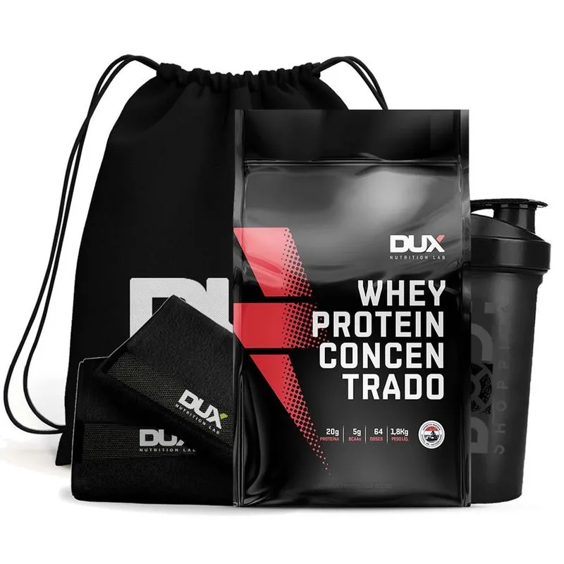 Whey protein concentrado 1.8KG + kit academia preto (cappuccino)