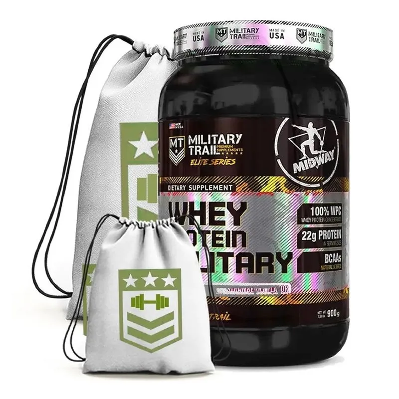 Whey protein military 900G + mochila impermeavel esportiva (baunilha)