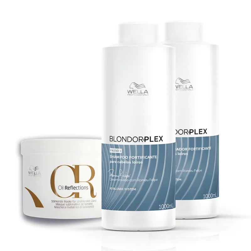Kit Wella Blondorplex OR Salão - Shampoo 1L + Condicionador 1L + Máscara 150ml