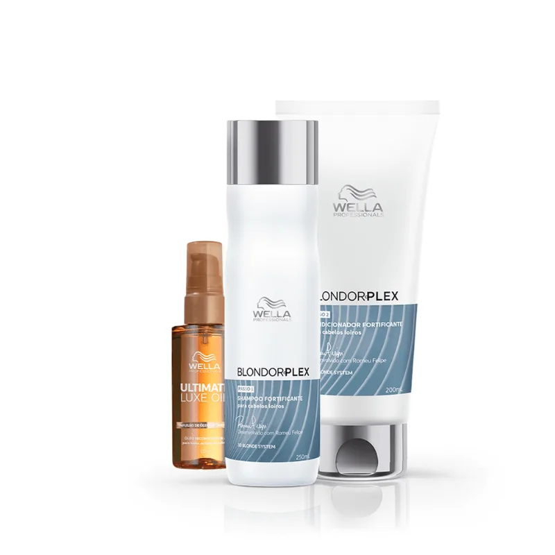 Kit Wella Blondorplex Luxe Oil - Shampoo 250ml + Condicionador 200ml + Óleo 30ml