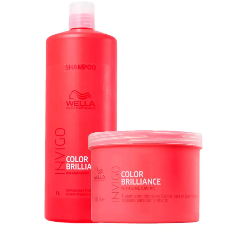 Kit Wella Invigo Brilliance - Shampoo 1000ml + Máscara de Tratamento 500ml