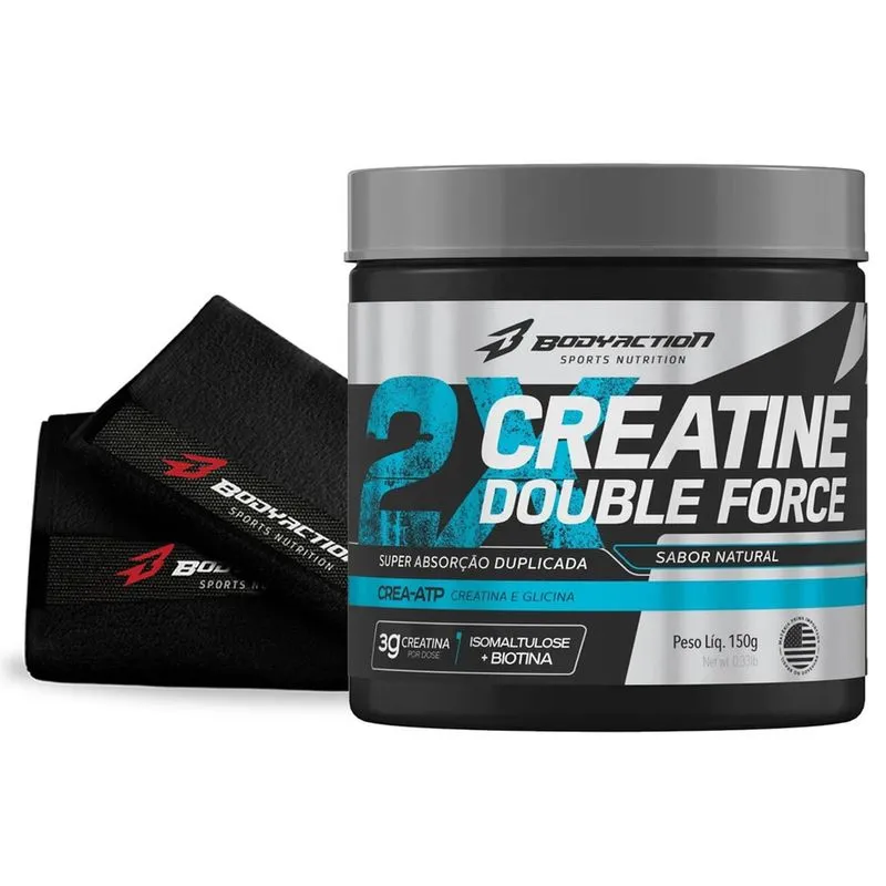 Creatine double force 150G + toalha fitness preta - bodyaction