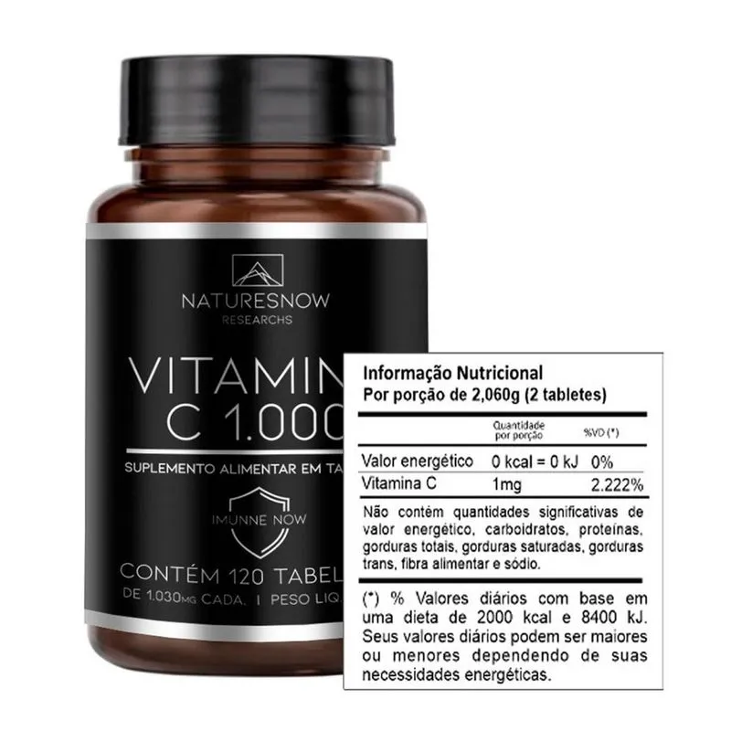 3X Vitamina C 1.000 120Caps - Natures Now Sem Sabor Kit