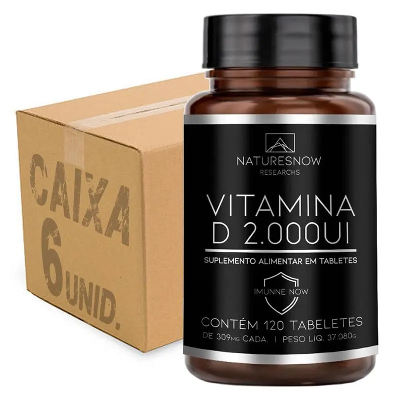 6x Vitamina D 2.000ui 120caps Natures Now Sem Sabor Kit