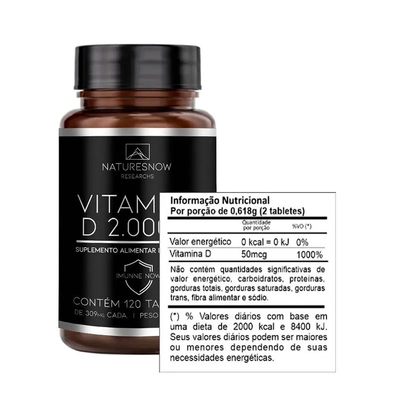 3x Vitamina D 2.000ui 120caps Sem Sabor Kit