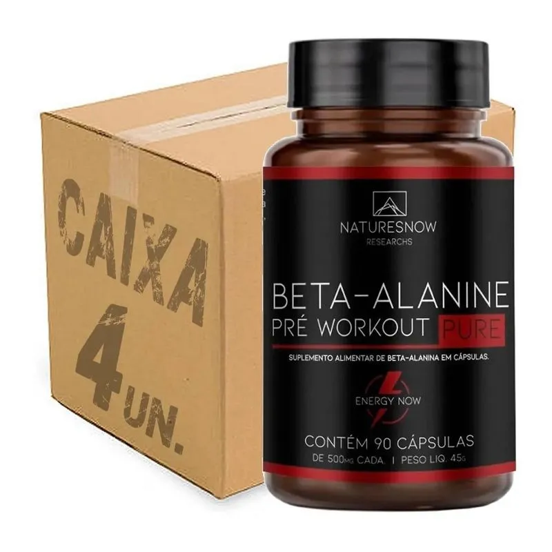 Kit Atacado 4x Beta Alanina Pure 90 Caps Natures Now Sem