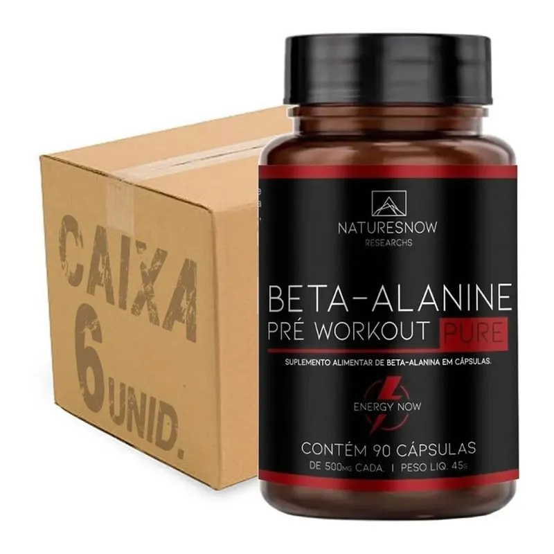 Kit Atacado 6x Beta Alanina Pure 90 Caps Natures Now Sem