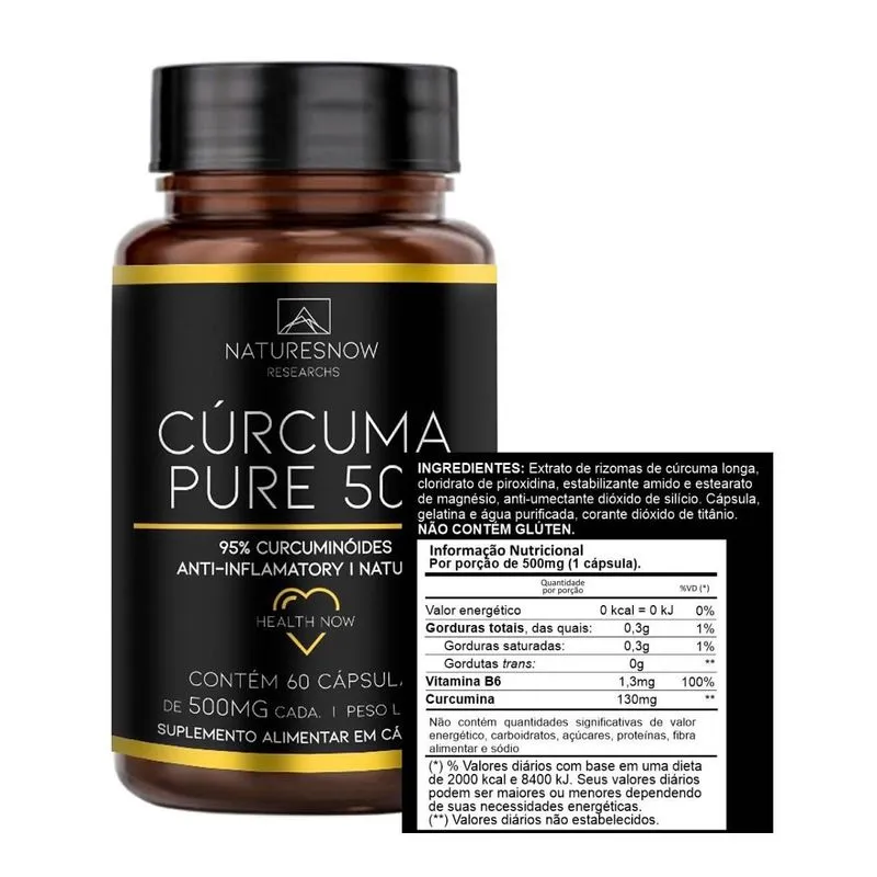 Kit 2x Curcuma Pure Imunidade 60 Caps Natures Now Sem Sabor