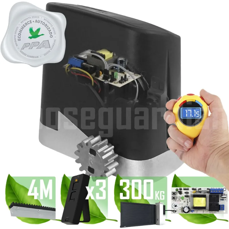 Kit 1 Motor Ppa Dz Home 4m Crem 3 Control Portão Eletrônico Deslizante 300kg