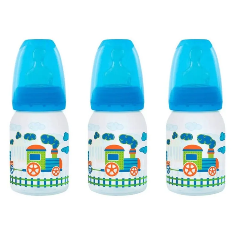 Lillo 614021 Divertida Mamadeira Silicone Tam1 Azul 120ml (Kit C/03)
