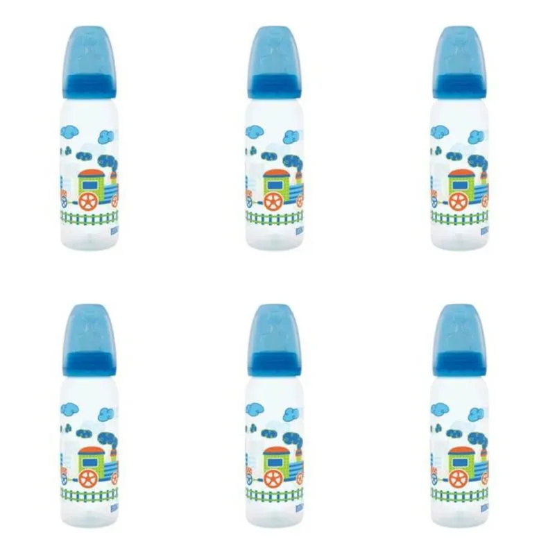 Lillo 614121 Divertida Mamadeira Silicone Tam2 Azul 240ml (Kit C/06)