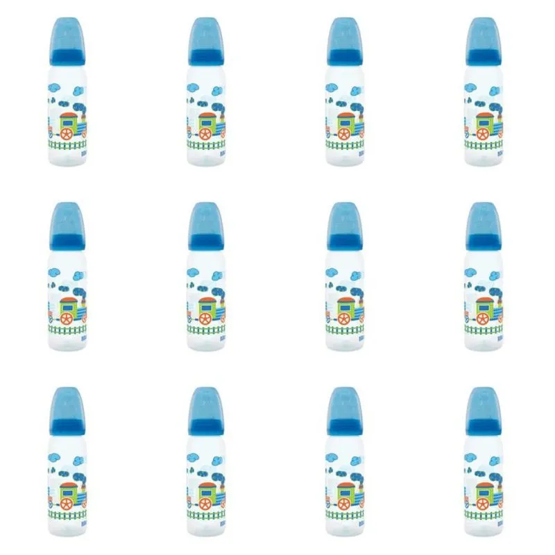 Lillo 614121 Divertida Mamadeira Silicone Tam2 Azul 240ml (Kit C/12)