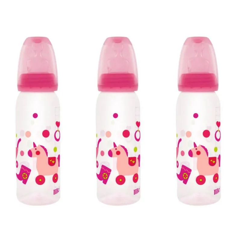 Lillo 614131 Divertida Mamadeira Silicone Tam2 Rosa 240ml (Kit C/03)