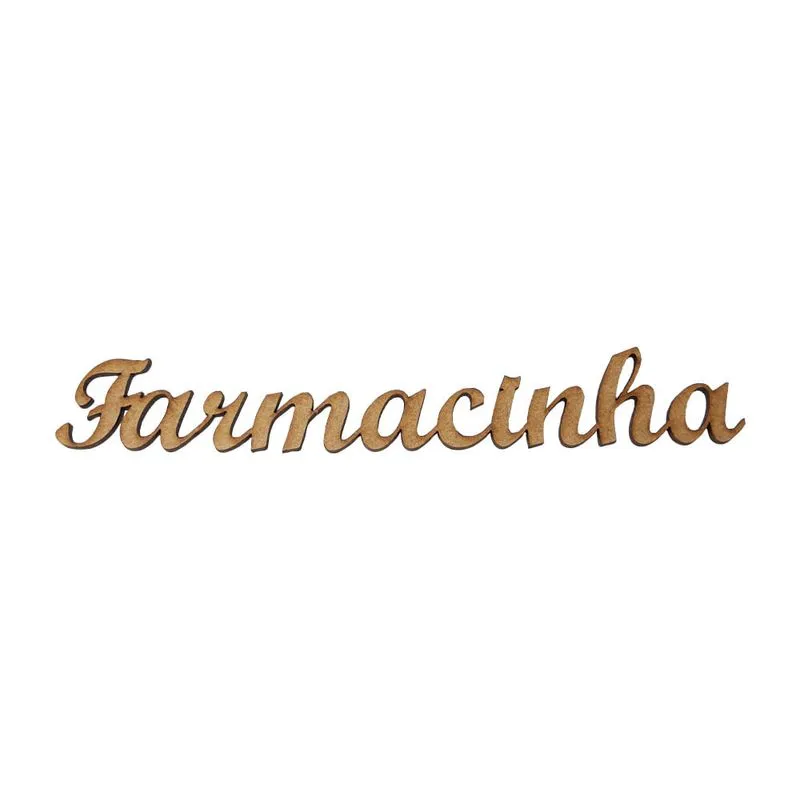 Pacote 50 Aplique Palavra Farmacinha P/ Decoração 18cm Mdf Madeira Cru