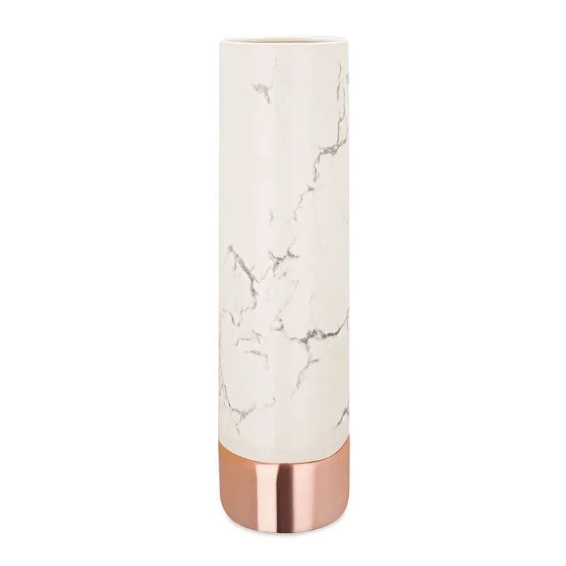 Vaso Ceramica Marmore Branco/Rose Gold